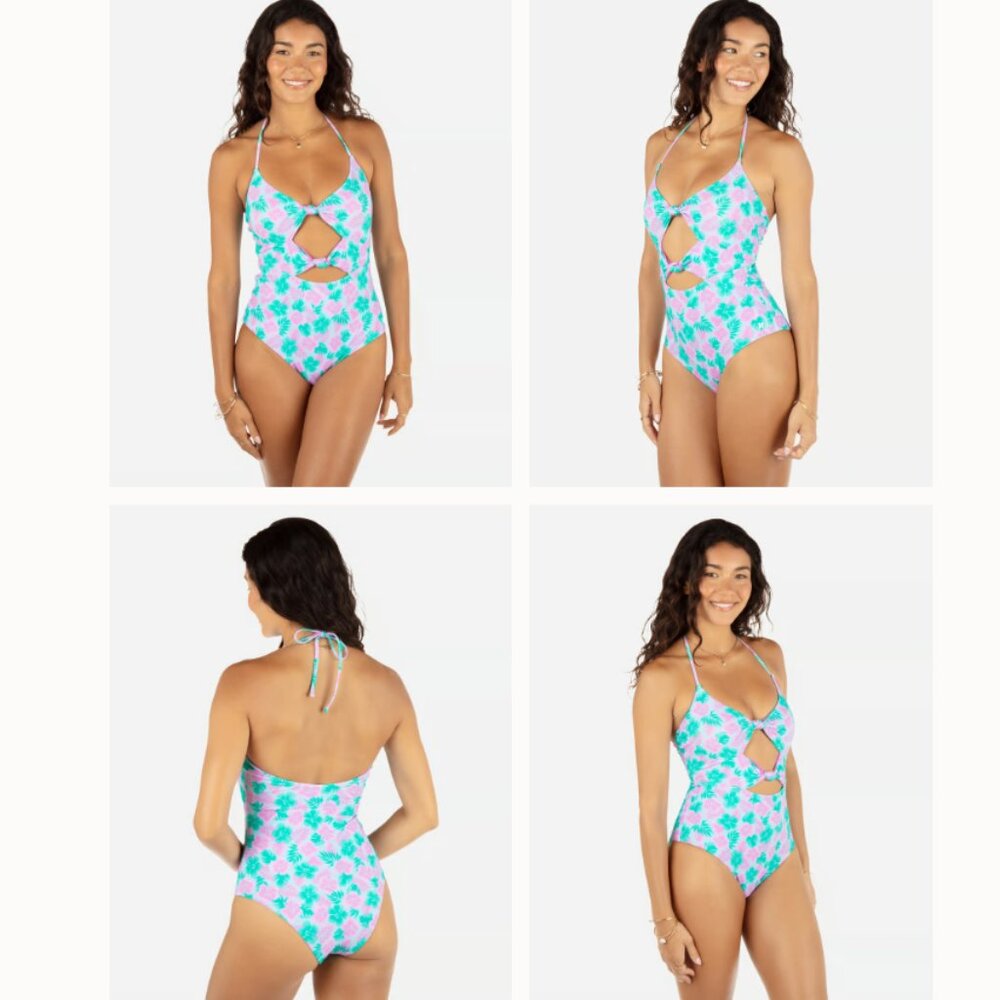 Hurley Lani Floral Cheeky Knot One Piece M (NWT!)
